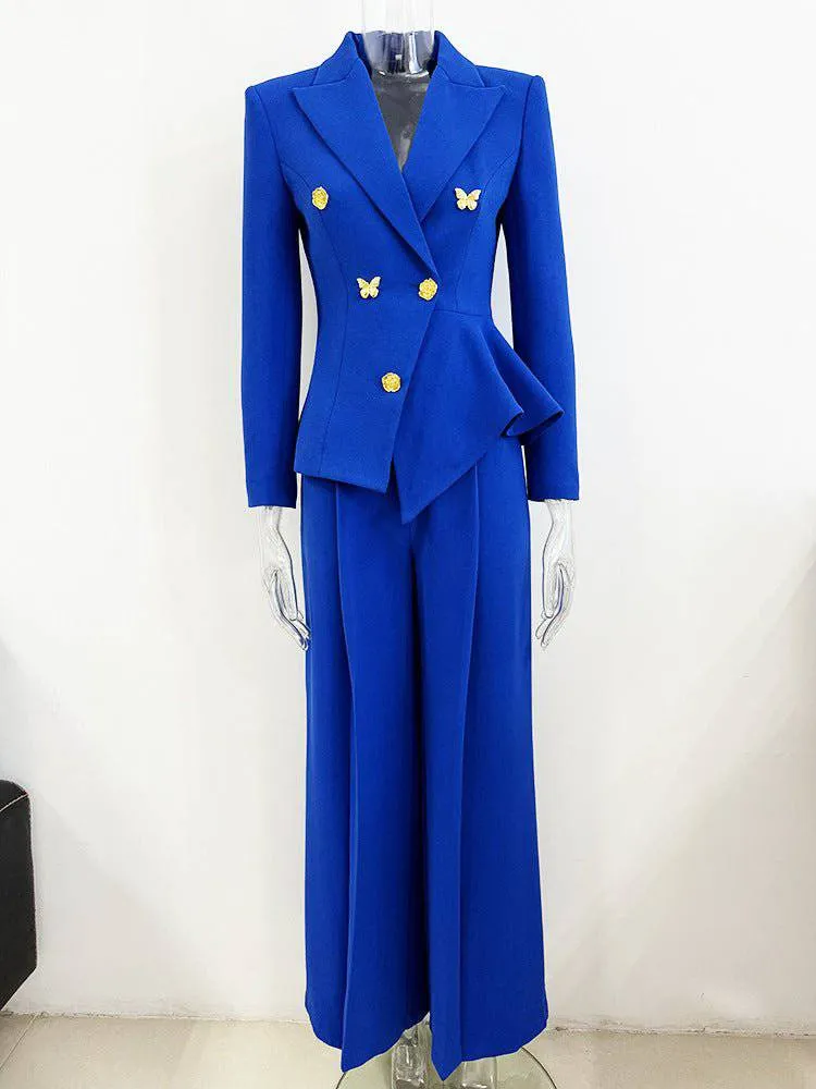 Abby Long Sleeve Butterfly Detail Flared Pants Suit