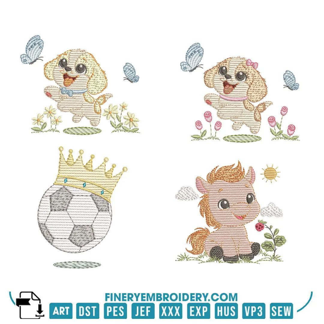 Adorable Animals and Fantasy- 10 Embroidery Designs Pack - Multi-Size