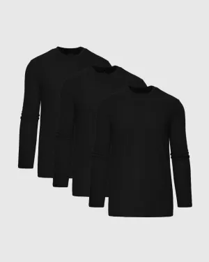 All Black Long Sleeve Crew Neck 3-Pack