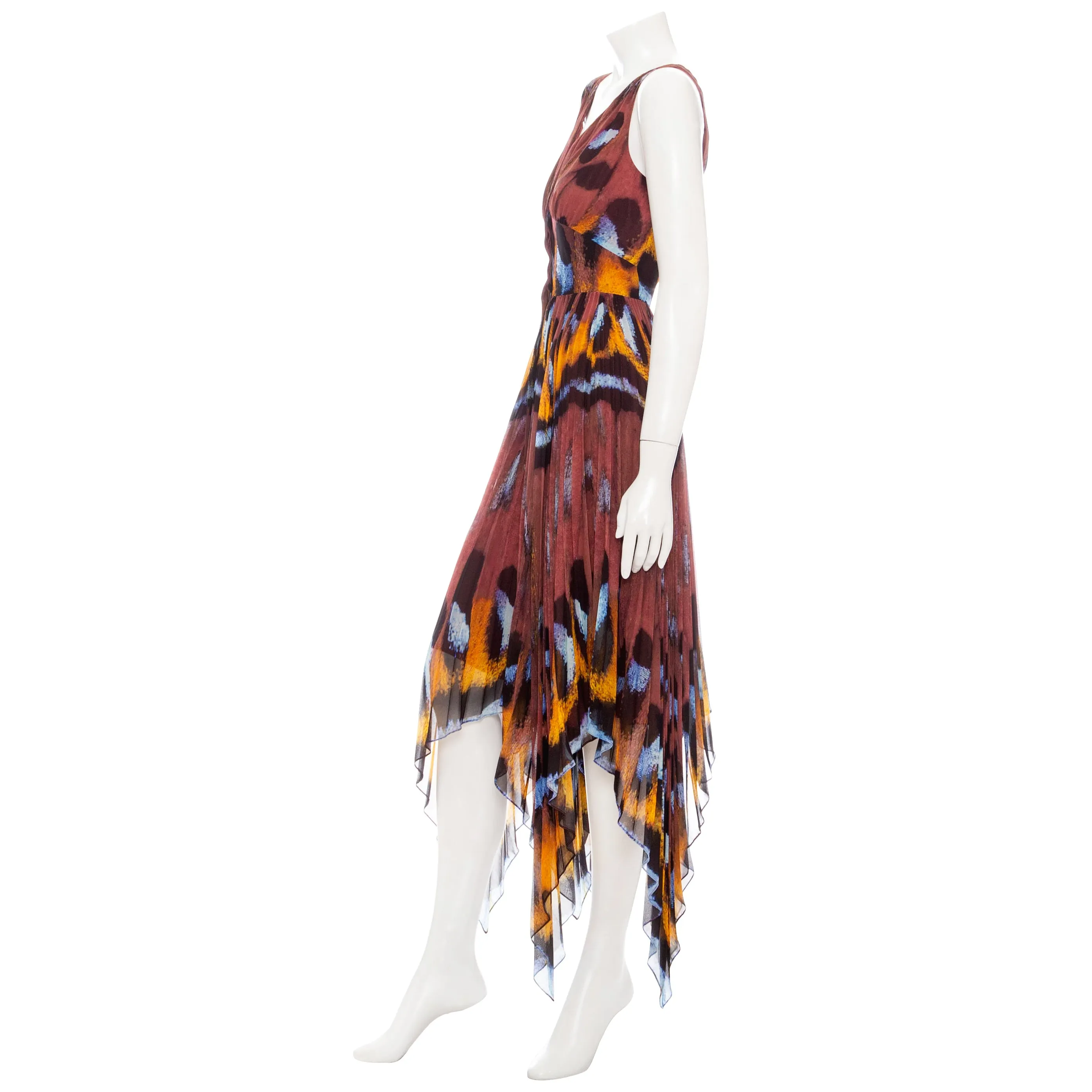 Annabella Butterfly Print Sleeveless Handkerchief Dress