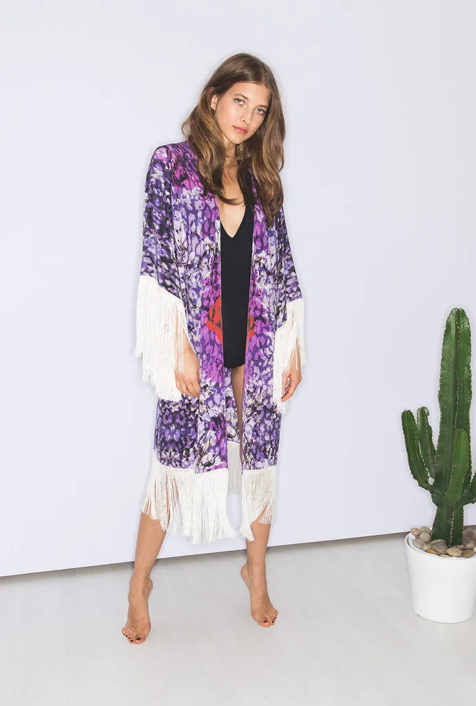 ATHENA PROCOPIOU Purple Full Fringe Kimono