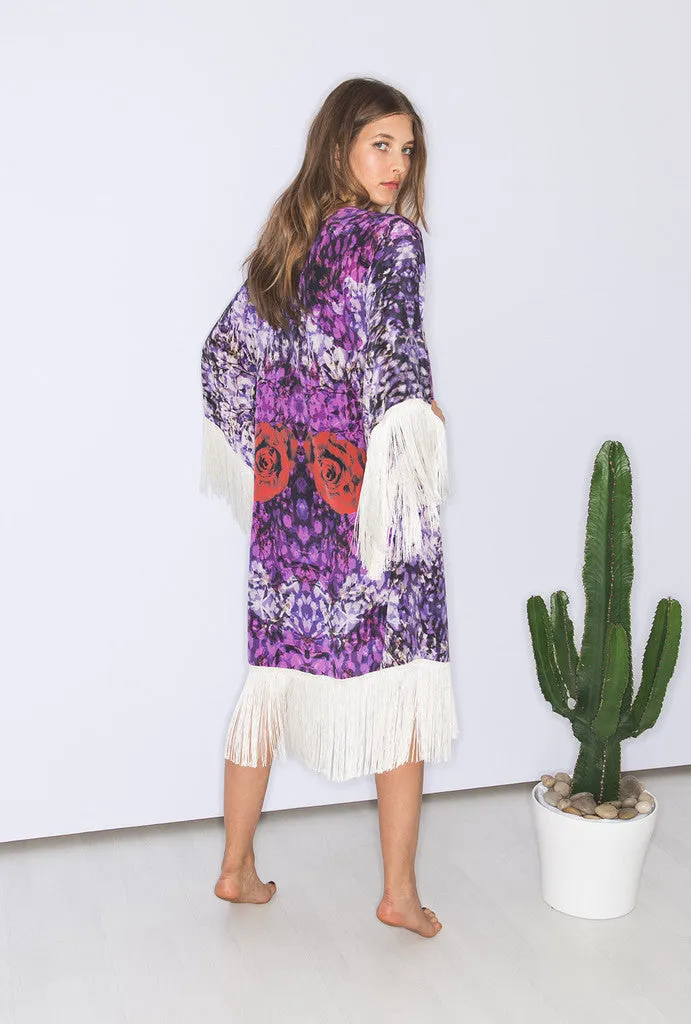 ATHENA PROCOPIOU Purple Full Fringe Kimono