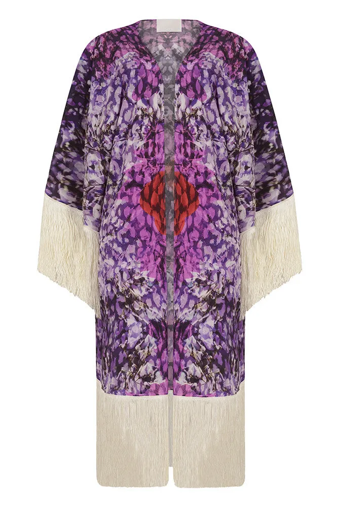 ATHENA PROCOPIOU Purple Full Fringe Kimono