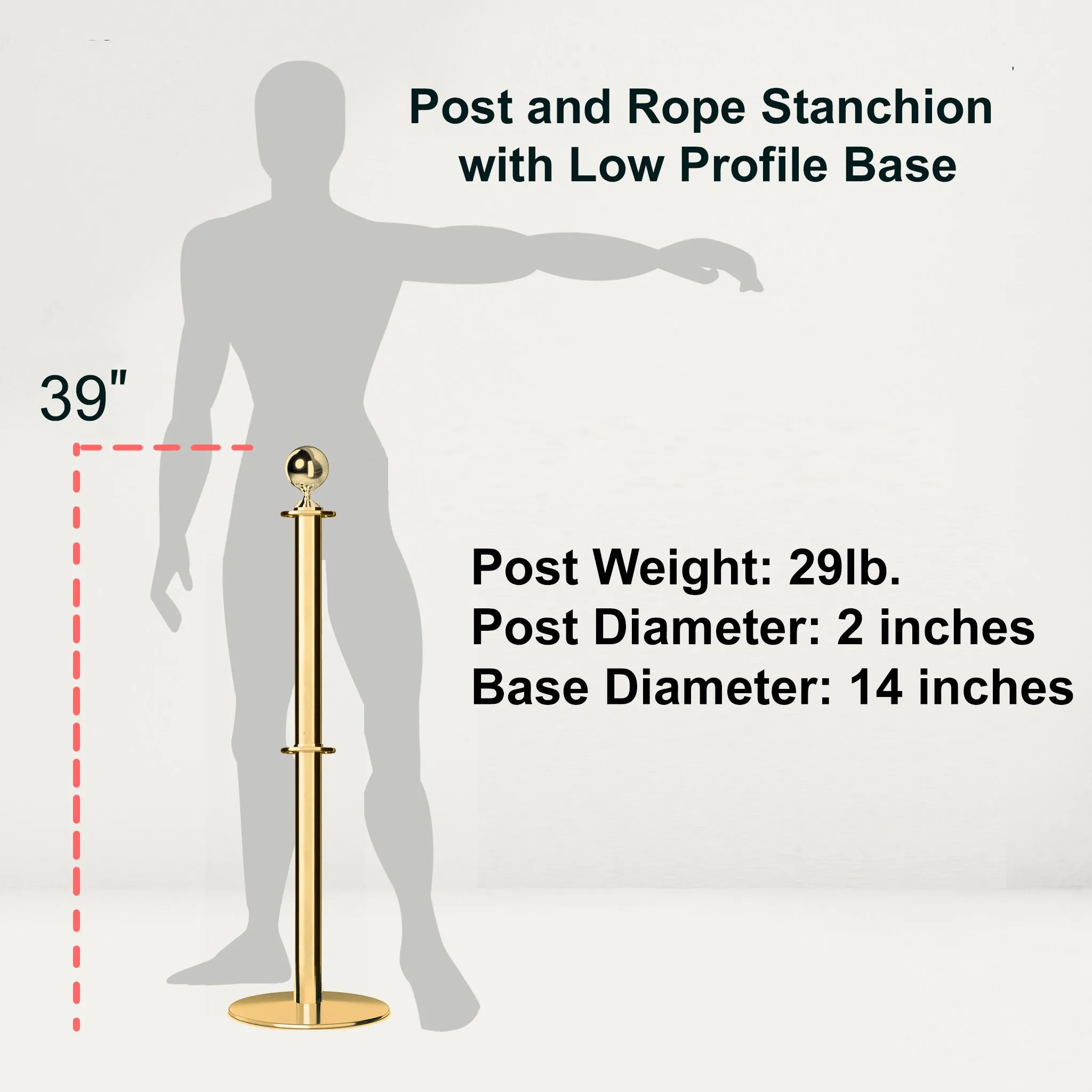 Ball Top Dual Rope Stanchion with Low Profile Base - Montour Line CXLineD