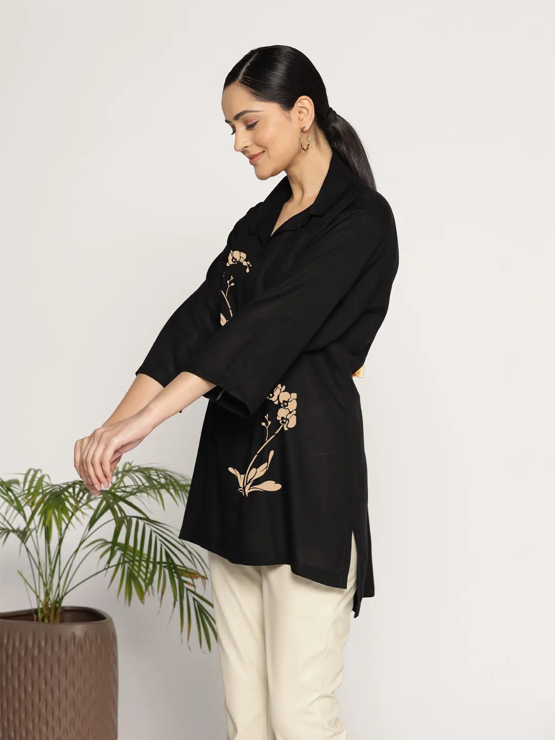 Black Rayon ShirtTop - Resplandor