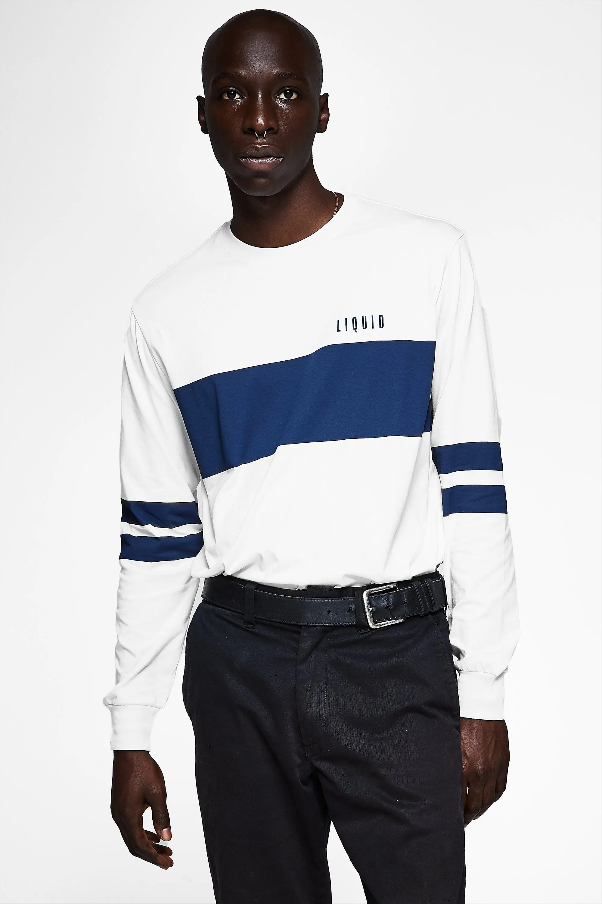 BLOCK LONG SLEEVE STRIPE TEE