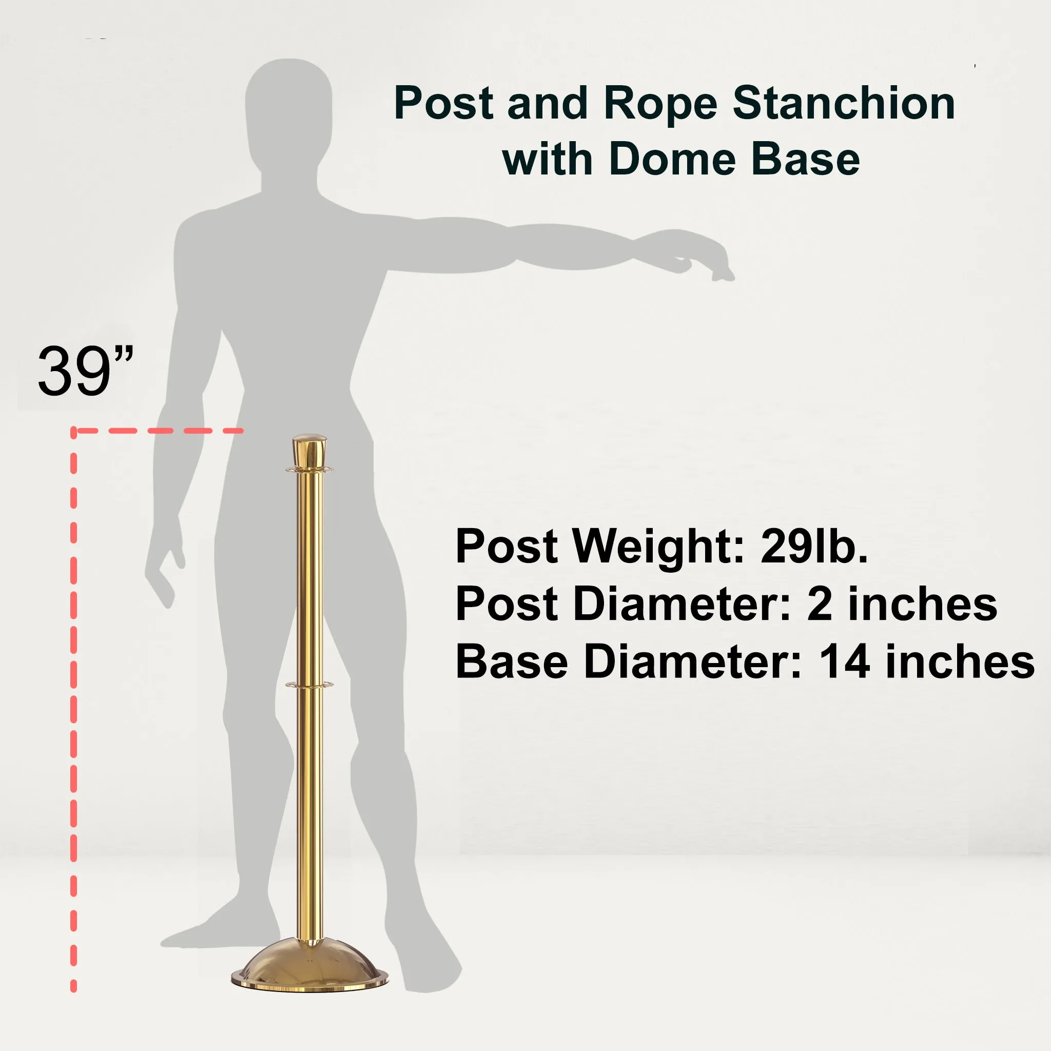 Crown Top Post and Rope Stanchion with Dome Base - Montour Line CDLineD