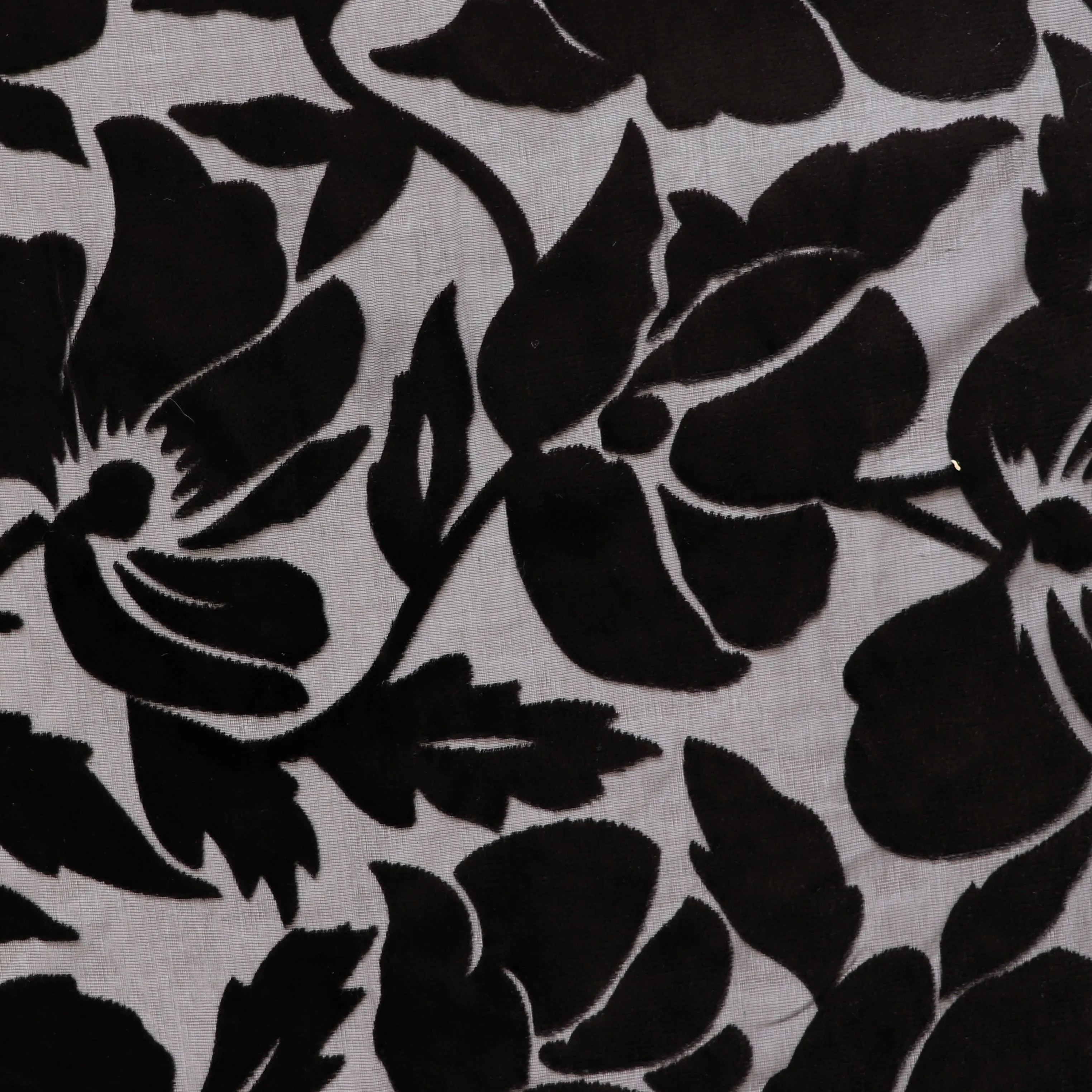 Deadstock Burnout Silk Velvet - Black Flowers - SALE