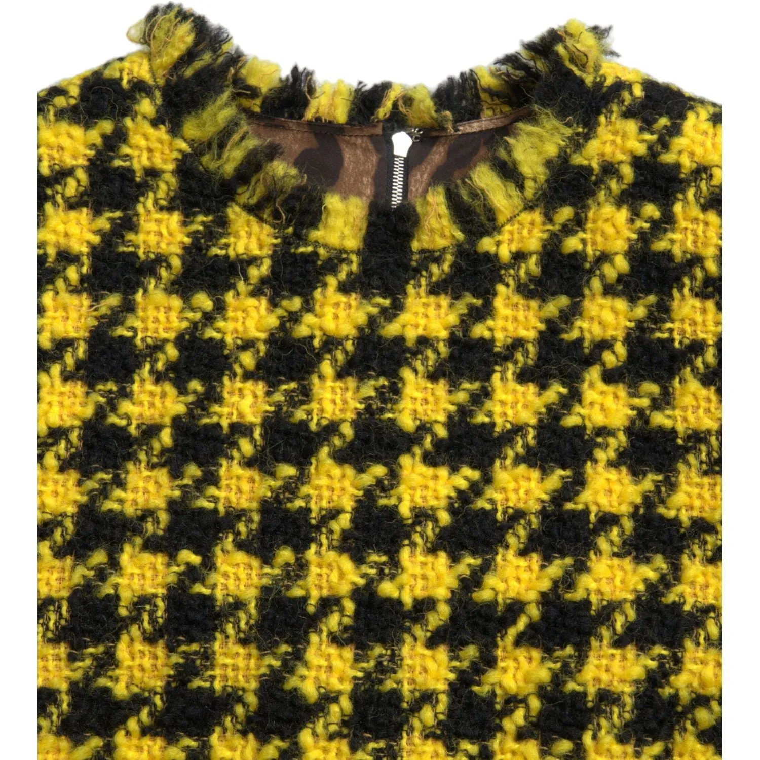 Dolce & Gabbana Houndstooth Knitted Chic Yellow Mini Skirt