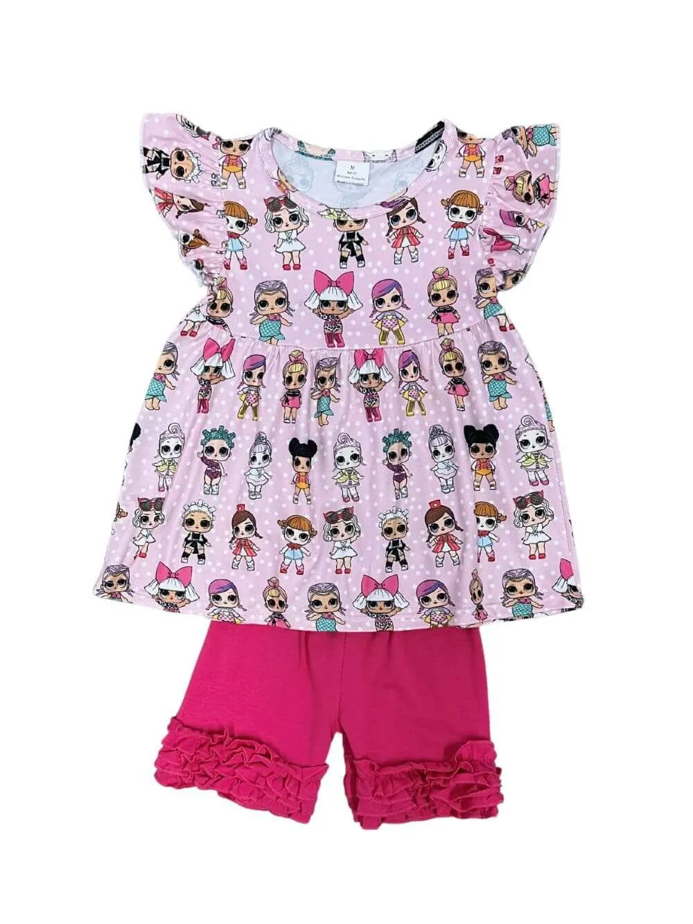 Doll House Friends Pink Ruffle Girls Shorts Outfit