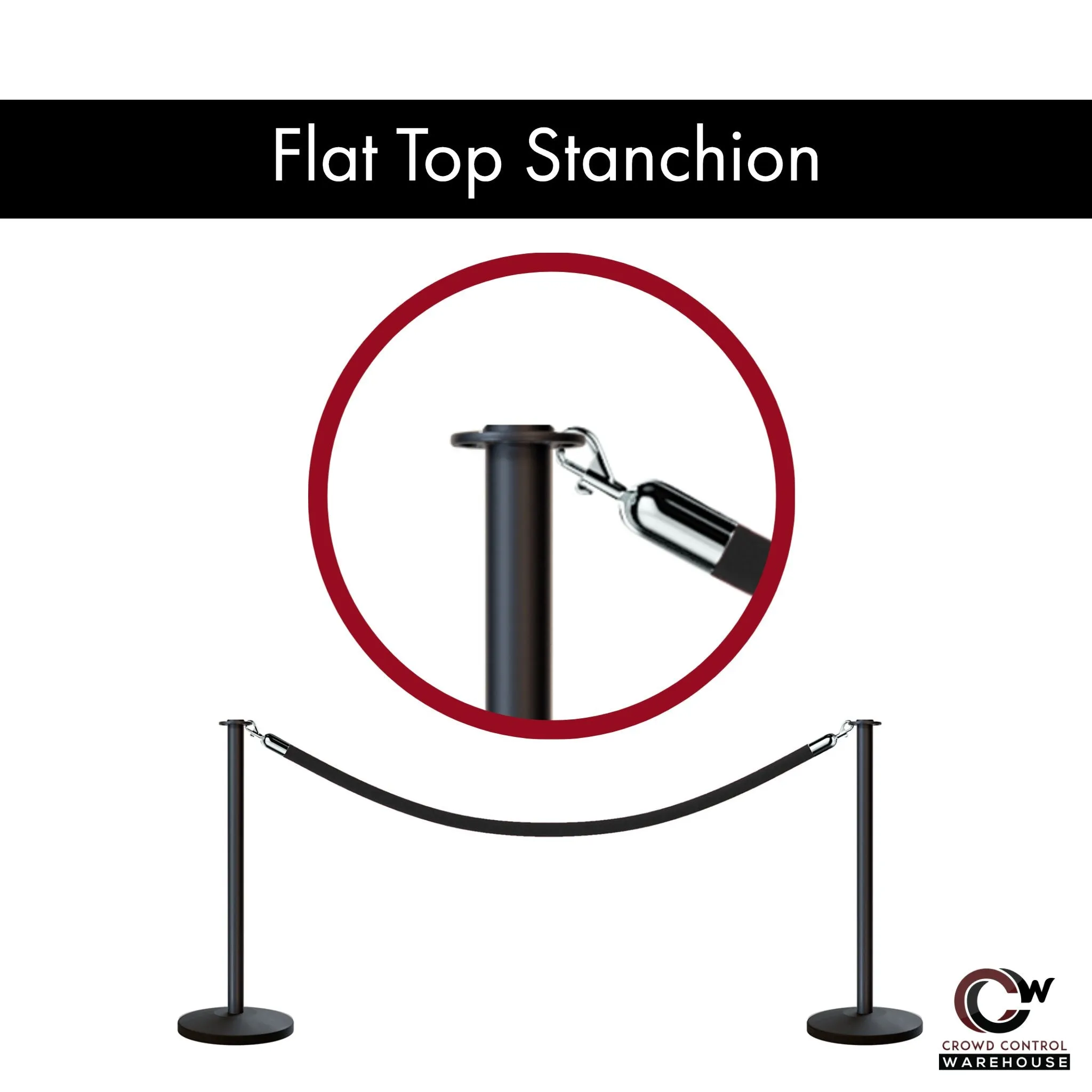 Flat Top Post and Rope Stanchion Kit - Montour Line