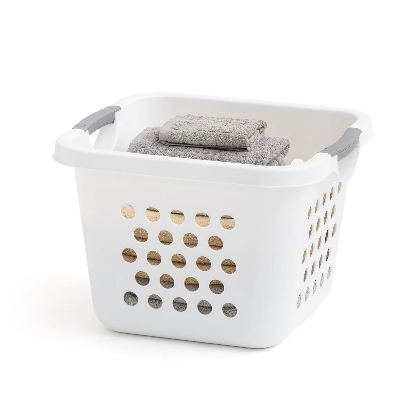 HLB-2 30L Compact Laundry Basket/Hamper, Plastic Storage Basket/Organizer with easy lift handles,  3 Pack