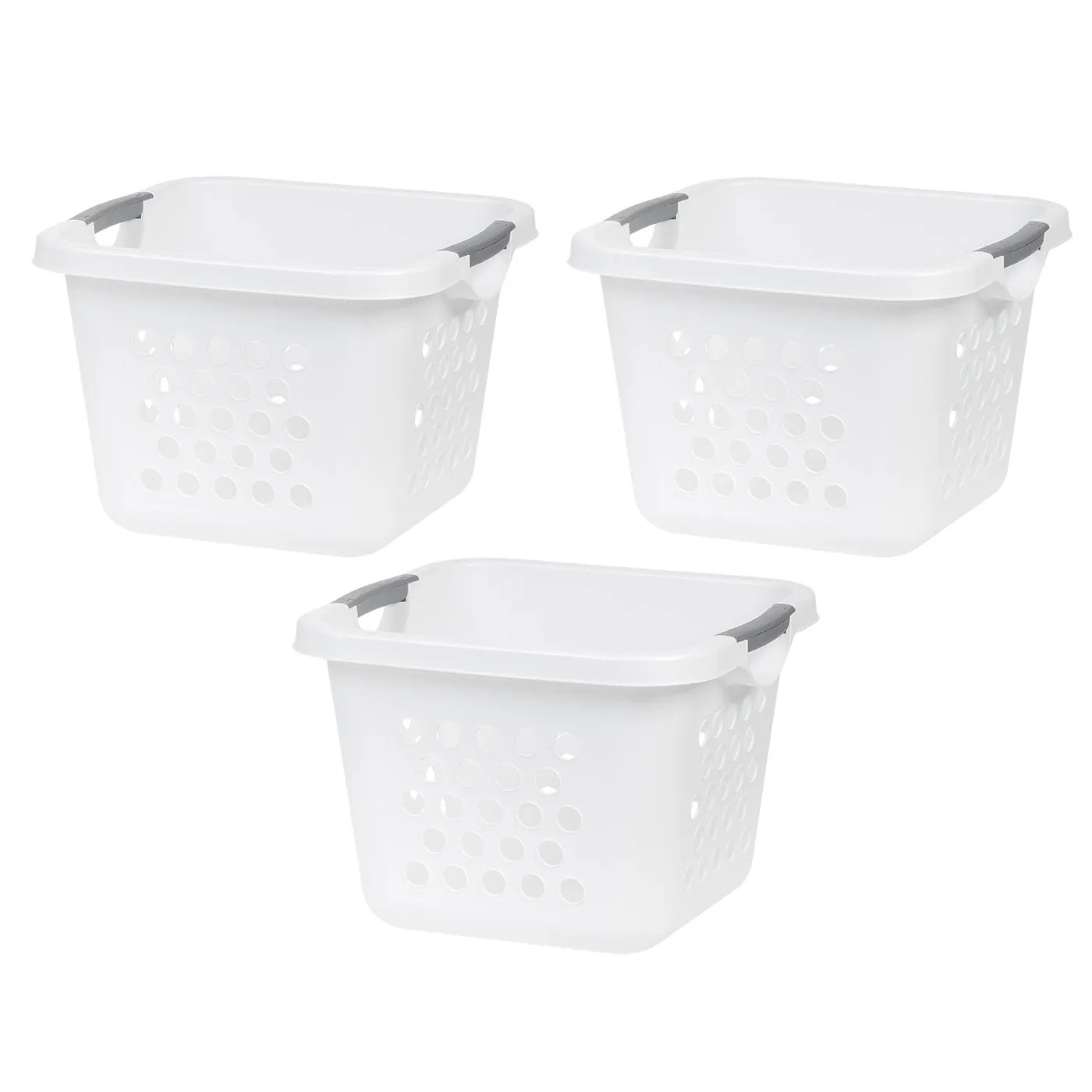 HLB-2 30L Compact Laundry Basket/Hamper, Plastic Storage Basket/Organizer with easy lift handles,  3 Pack