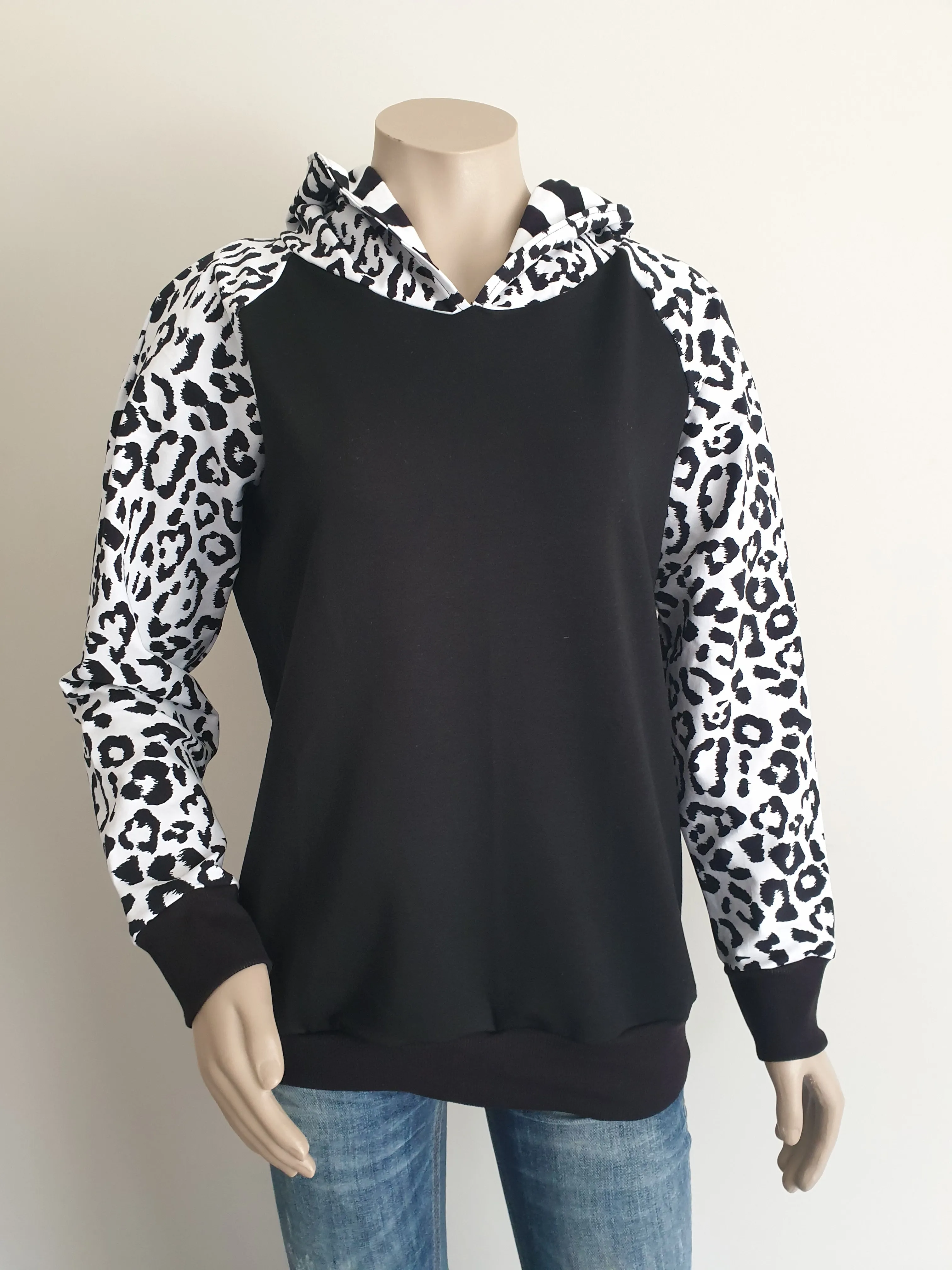 Leopard Print Black  Hoody