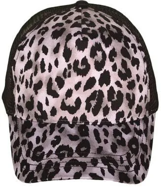 Leopard Print Mesh Back Trucker Cap