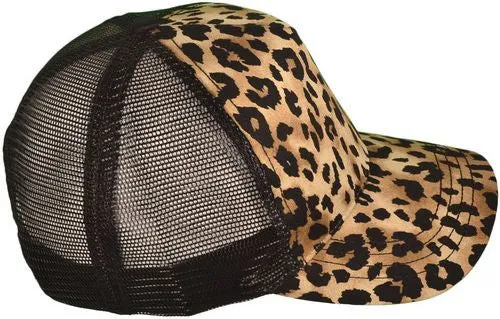 Leopard Print Mesh Back Trucker Cap