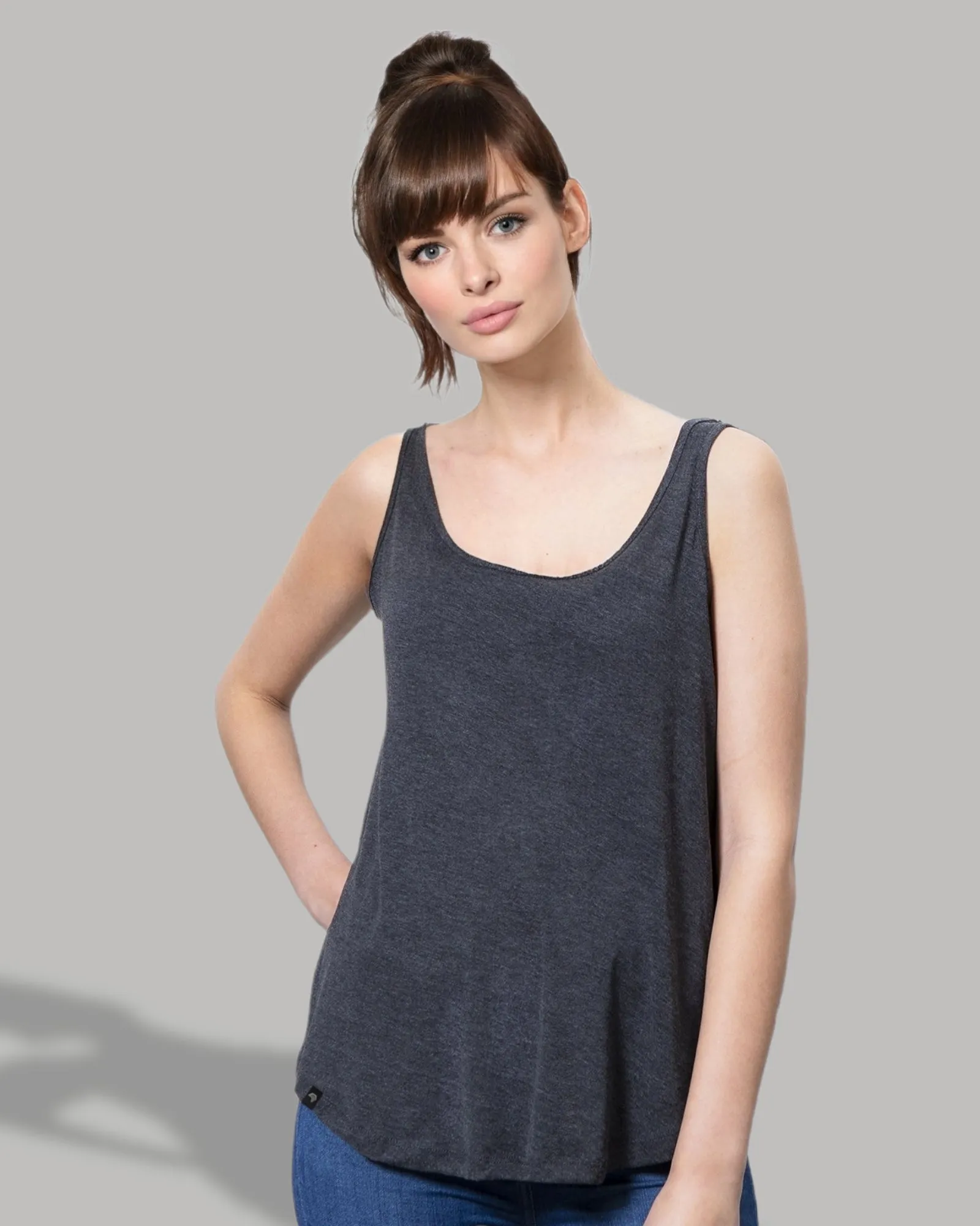 MTS M092 ― Damen Loose Fit Tank Top Bio-Baumwolle - Charcoal Melange Grau