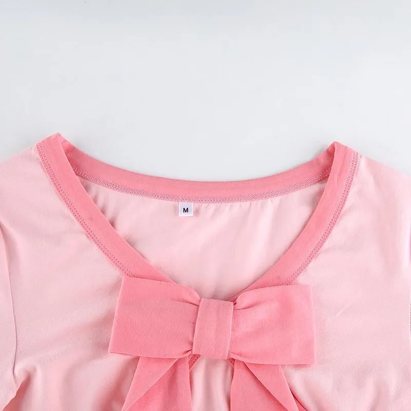 Pink Bow Crop Top