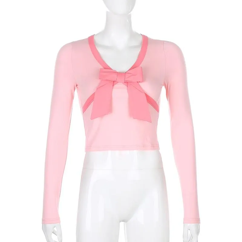 Pink Bow Crop Top