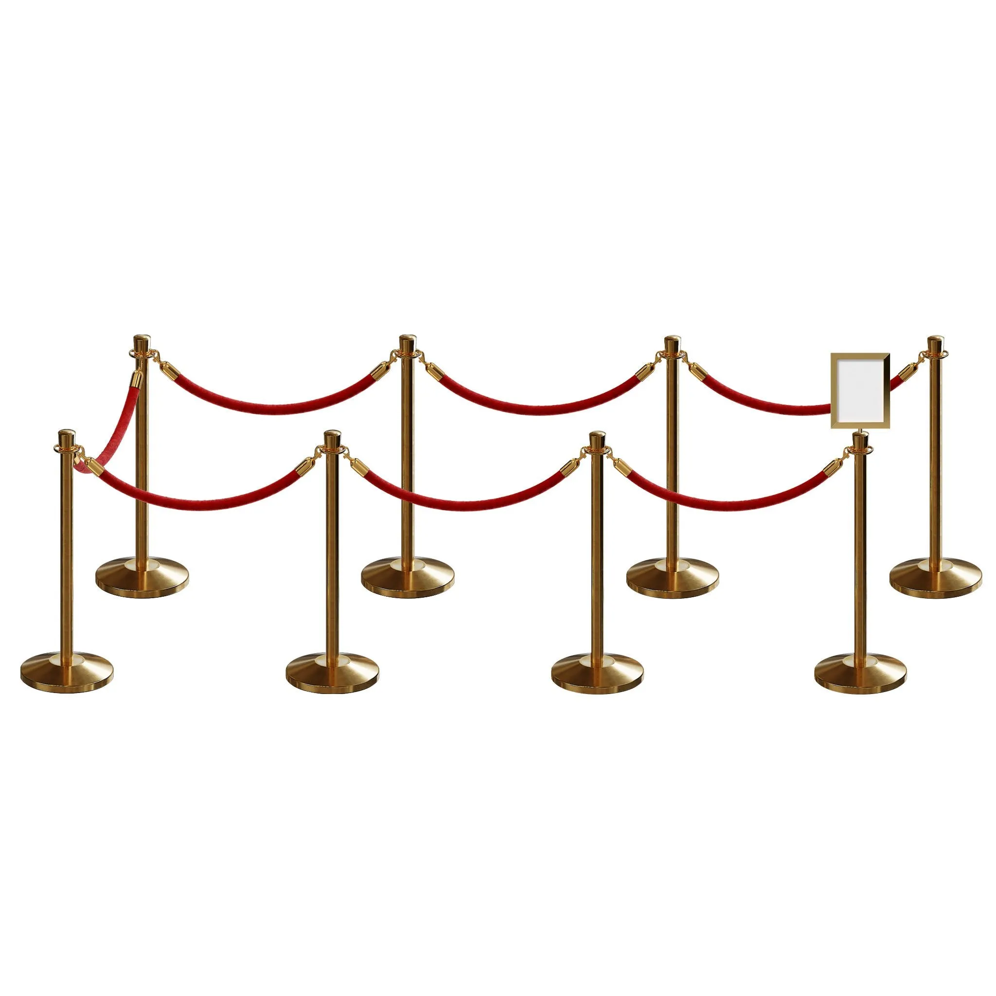 Post and Rope Stanchion Kit, Crown Top Posts, 6 Ft. Velvet Foam Core Rope and Sign Frame - Montour Line