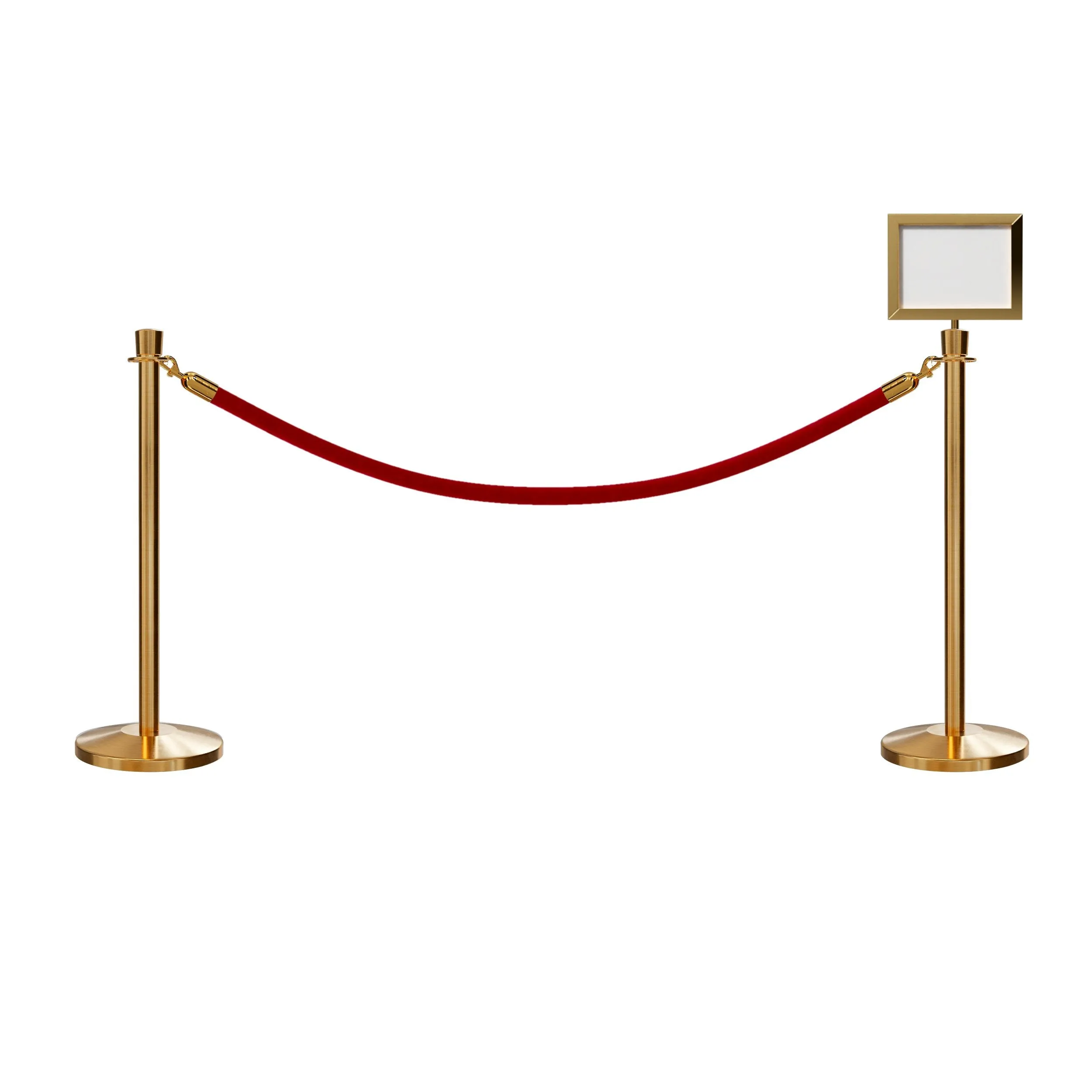 Post and Rope Stanchion Kit, Crown Top Posts, 6 Ft. Velvet Foam Core Rope and Sign Frame - Montour Line