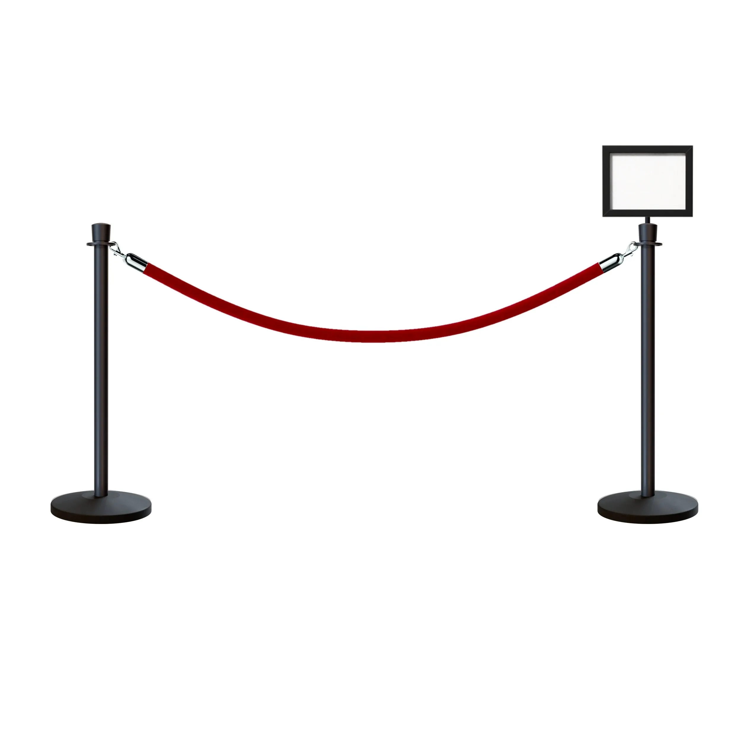 Post and Rope Stanchion Kit, Crown Top Posts, 6 Ft. Velvet Foam Core Rope and Sign Frame - Montour Line