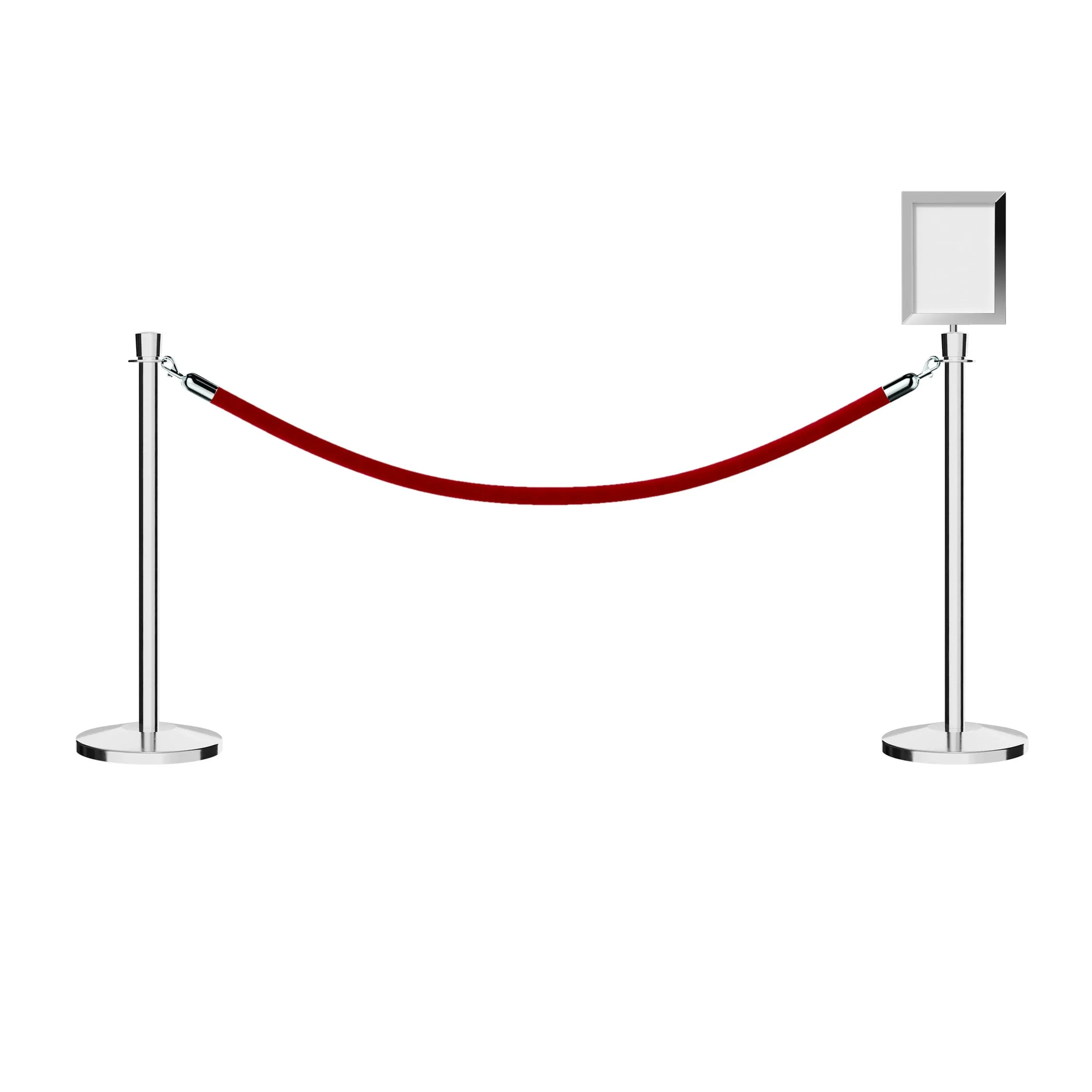 Post and Rope Stanchion Kit, Crown Top Posts, 6 Ft. Velvet Foam Core Rope and Sign Frame - Montour Line