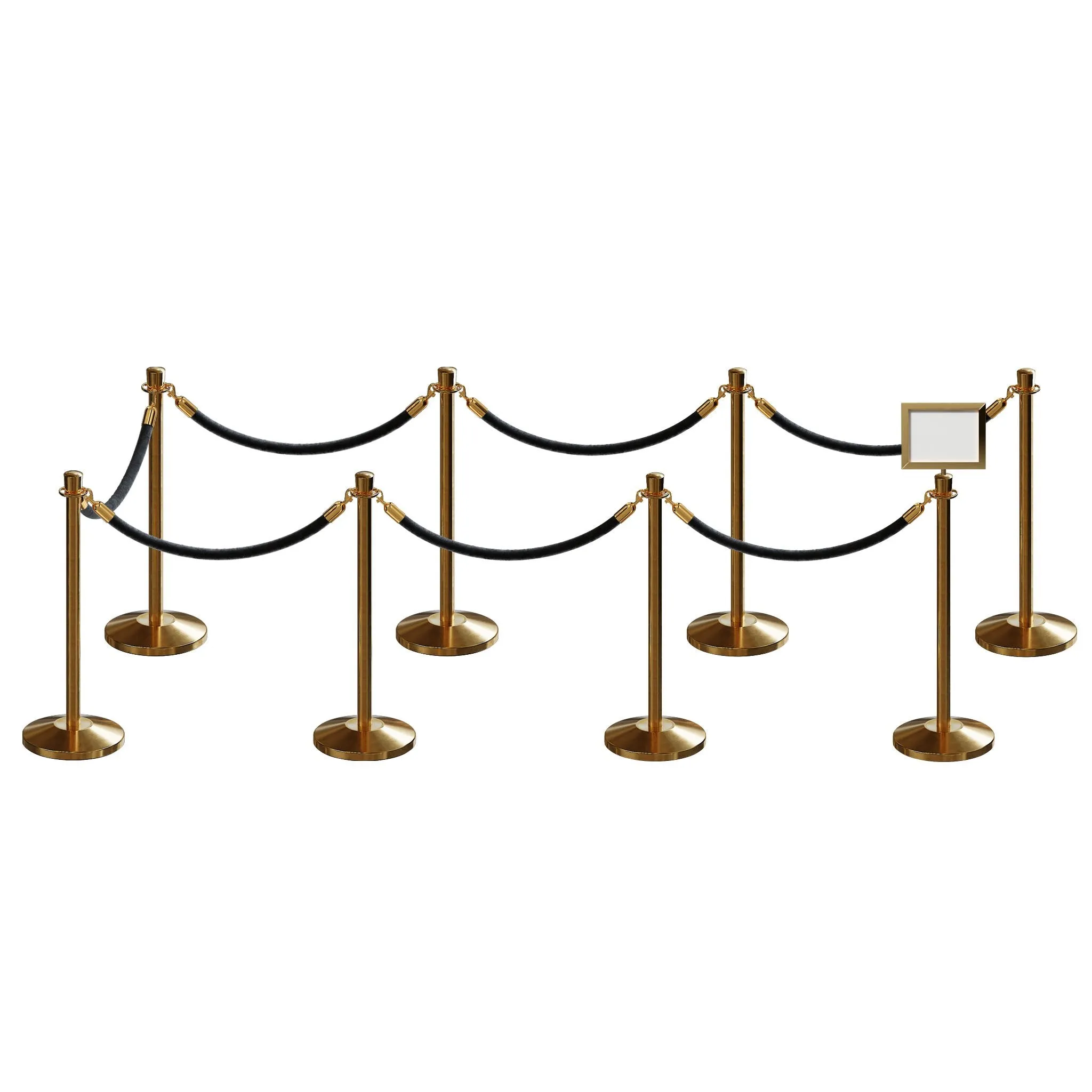 Post and Rope Stanchion Kit, Crown Top Posts, 6 Ft. Velvet Foam Core Rope and Sign Frame - Montour Line