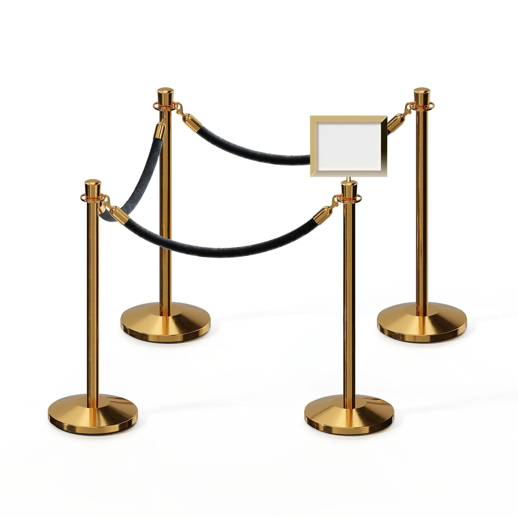 Post and Rope Stanchion Kit, Crown Top Posts, 6 Ft. Velvet Foam Core Rope and Sign Frame - Montour Line