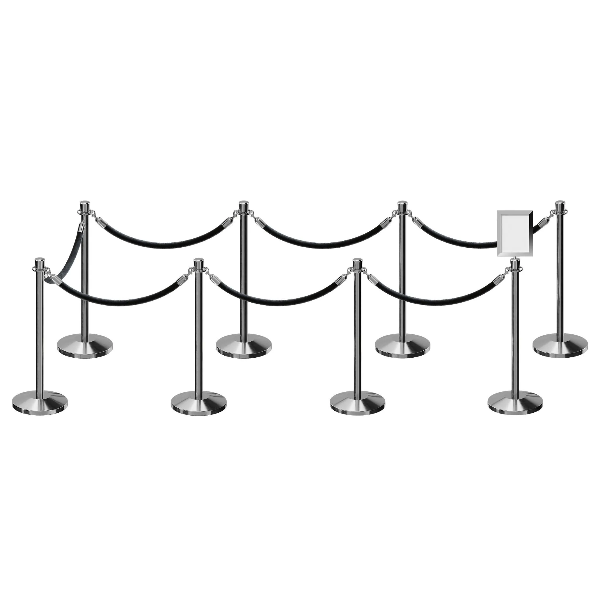 Post and Rope Stanchion Kit, Crown Top Posts, 6 Ft. Velvet Foam Core Rope and Sign Frame - Montour Line