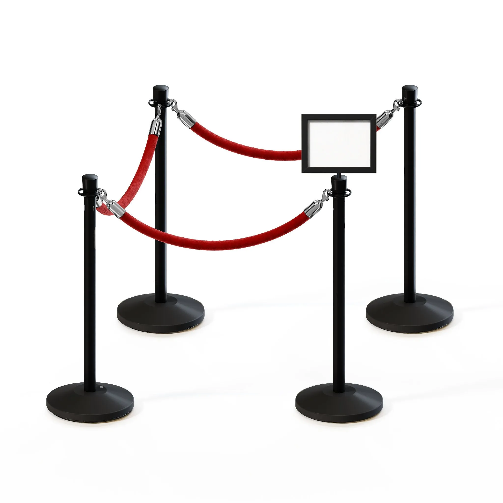 Post and Rope Stanchion Kit, Crown Top Posts, 6 Ft. Velvet Foam Core Rope and Sign Frame - Montour Line