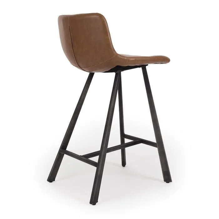 Rustic Barstool PU - Cognac